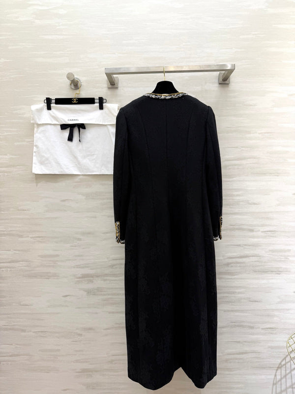 CC Manteau long noir tissé 344727