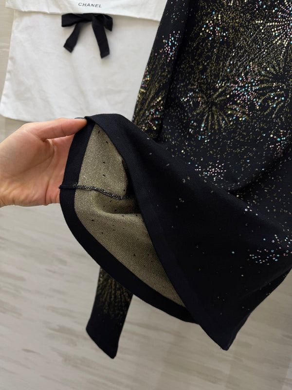 Haut à manches longues en strass CC Fireworks noir 344731