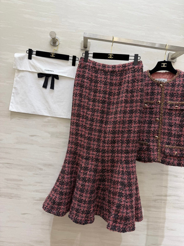 Ensemble Jupe Sirène Élégant CC Tweed Noir Rouge Clair 344704