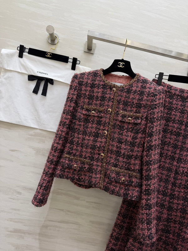 Ensemble Jupe Sirène Élégant CC Tweed Noir Rouge Clair 344704