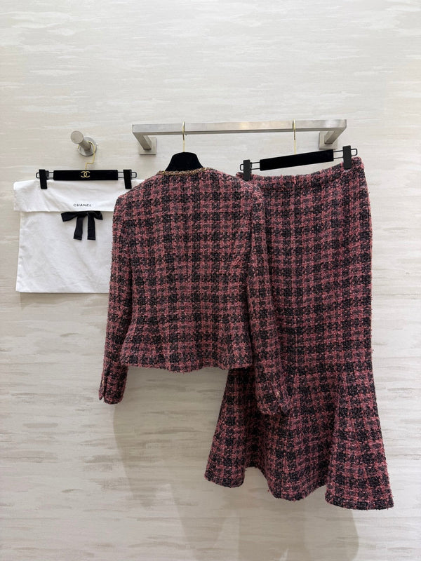 Ensemble Jupe Sirène Élégant CC Tweed Noir Rouge Clair 344704