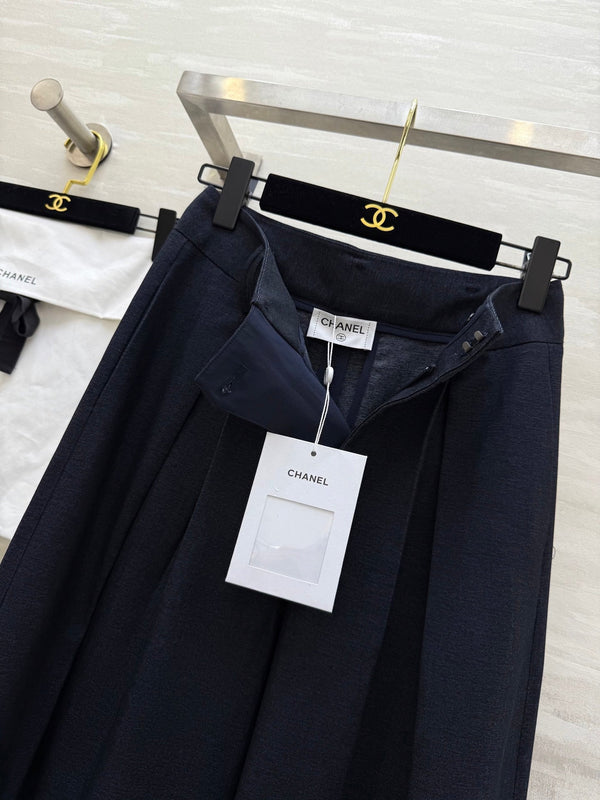 Pantalon large droit en coton noir CC 346625