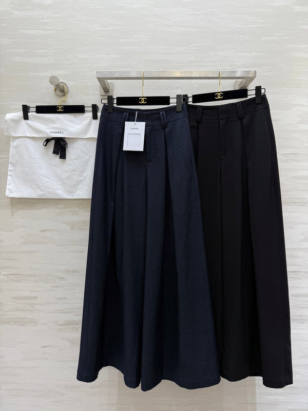 Pantalon large droit en coton noir CC 346625