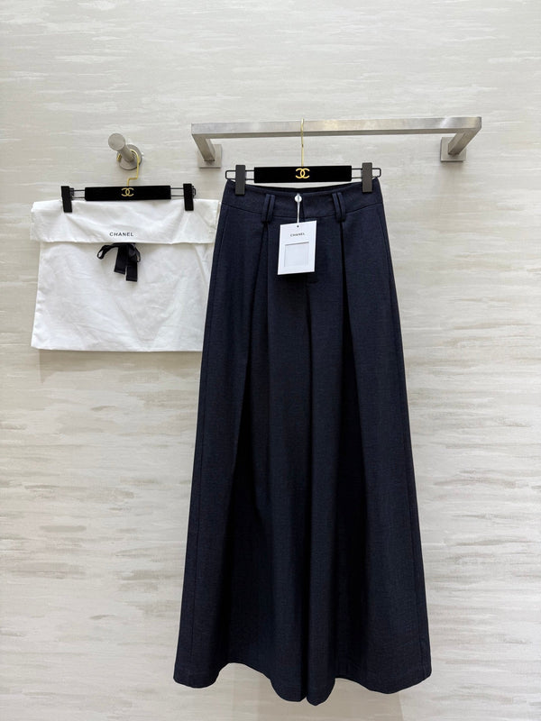 Pantalon large droit en coton noir CC 346625