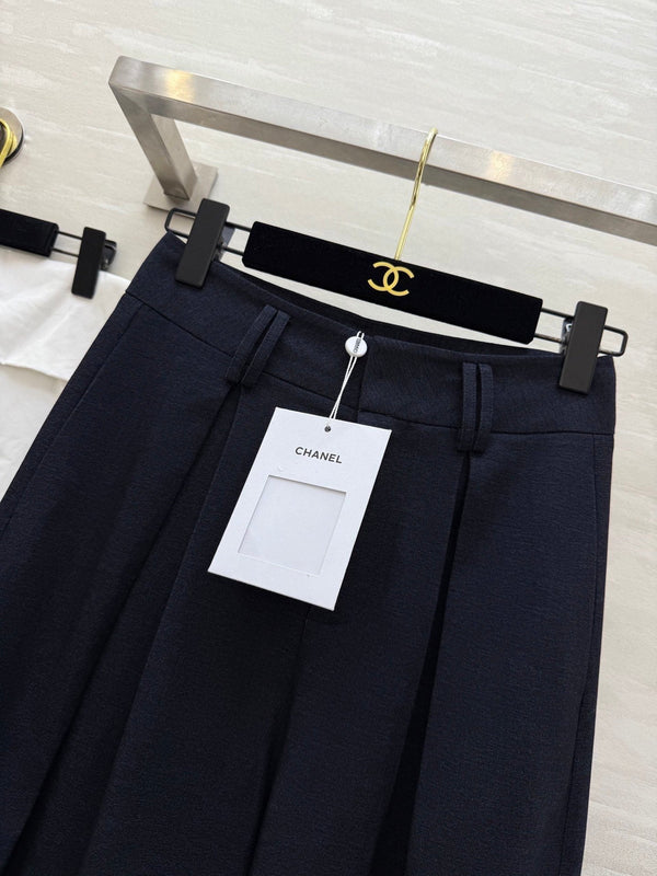 Pantalon large droit en coton noir CC 346625