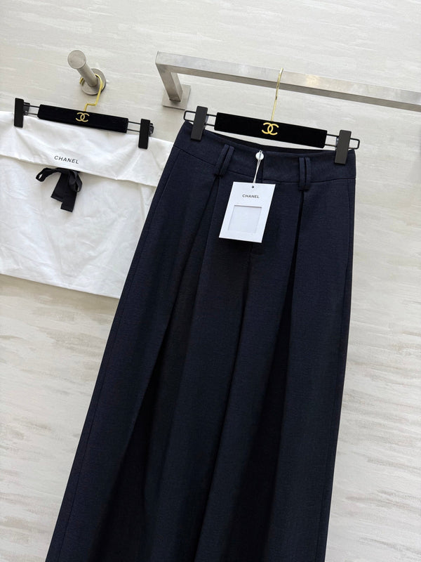 Pantalon large droit en coton noir CC 346625