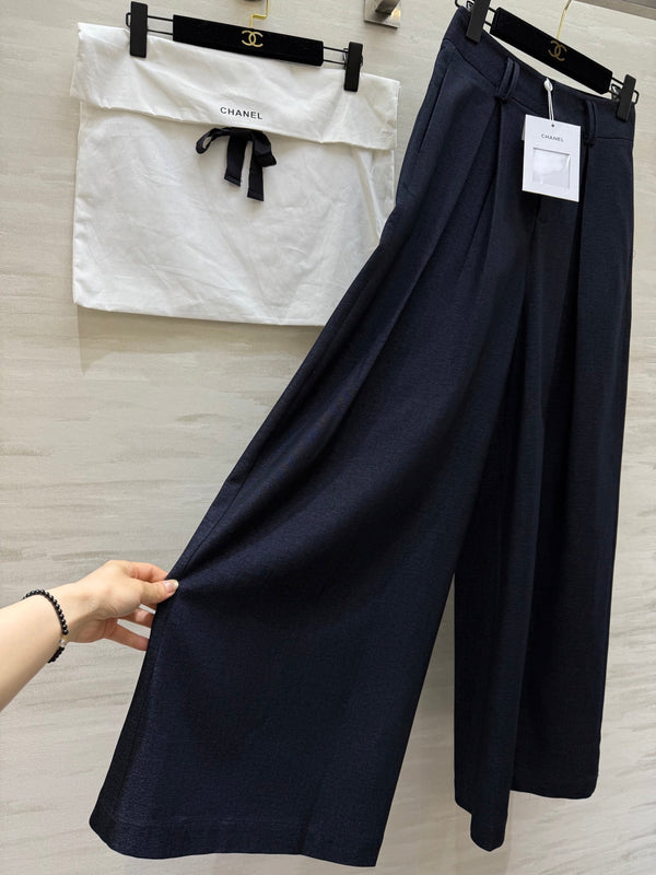 Pantalon large droit en coton noir CC 346625