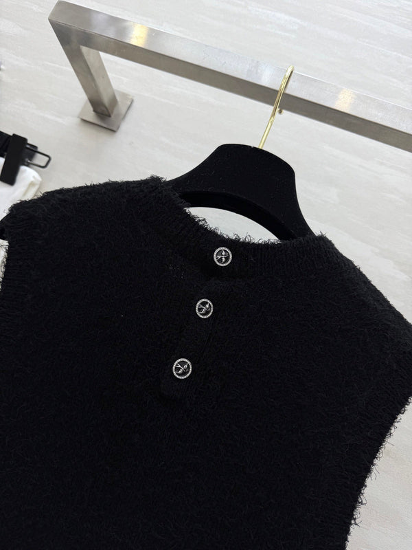 CC Gilet robe en plumes d'autruche et strass, fil de soie de mûrier noir 346472