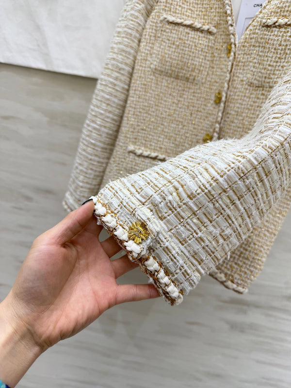 Veste Cruise CC 26s Tissu Tweed Beige & Fil Doré