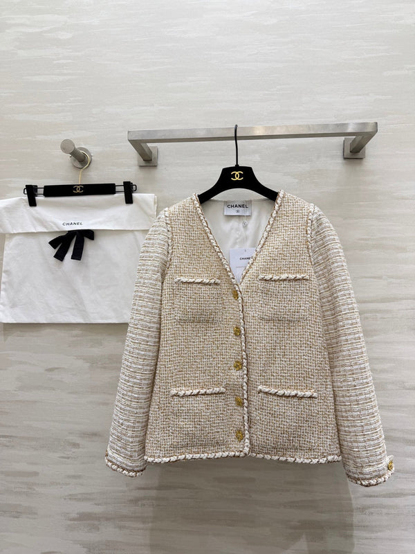 Veste Cruise CC 26s Tissu Tweed Beige & Fil Doré