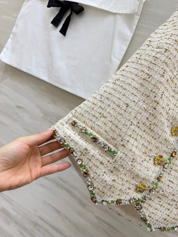 Gilet dos nu en tweed blanc CC 26s