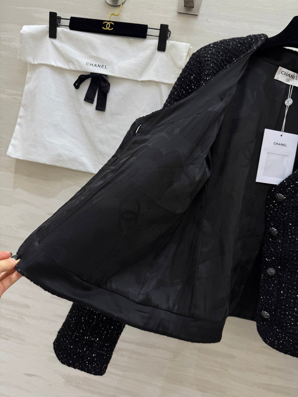 Veste CC 26s Noir Tweed Pailleté Scintillant 352318