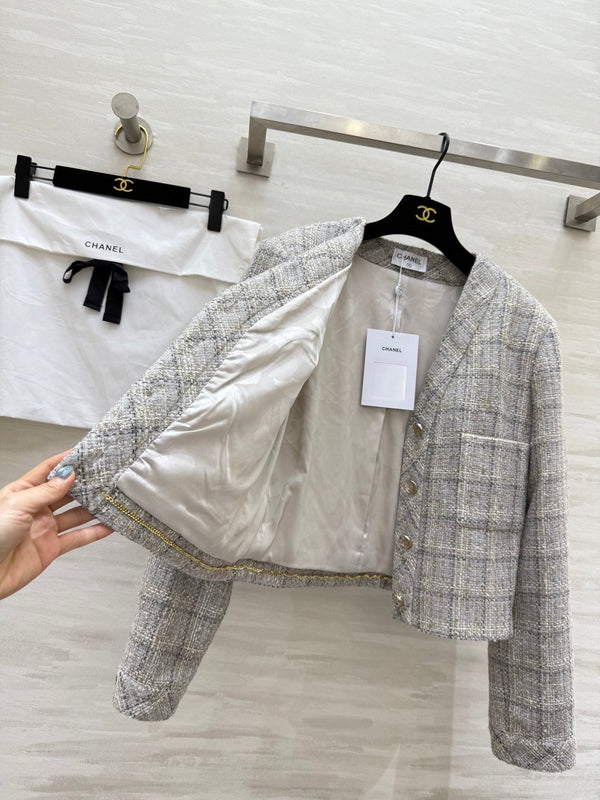 CC Veste classique 26s Tweed Beige-Gris 352293