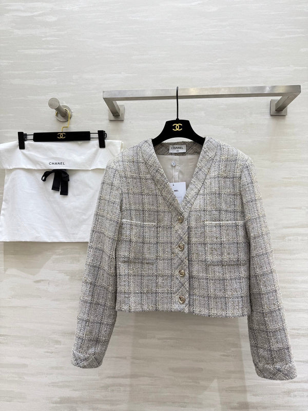 CC Veste classique 26s Tweed Beige-Gris 352293