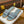 cd slide pastel blue calfskin embroidered cotton