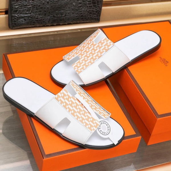 HM IZMIR SANDAL WHITE AND TANGERINE LAMBSKIN
