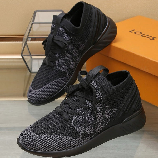 LV SNEAKERS IN BLACK AND GREY MESH FABRIC