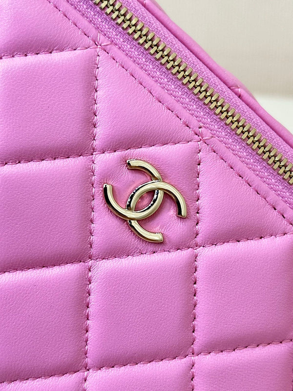 borsa a tracolla vanity con manico superiore 17 cm in pelle di agnello rosa verde 