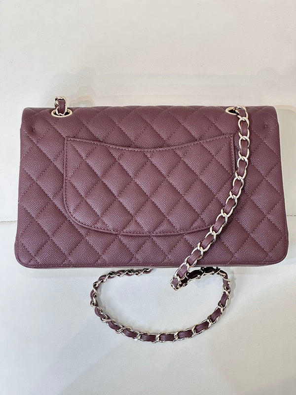 CLASSIC FLAP 23CM CAVIALE BORDEAUX FERRAMENTA ORO CHIARO 
