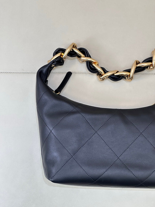 CC 2025 Hobo Bag Black Lambskin Gold Hardware 296891