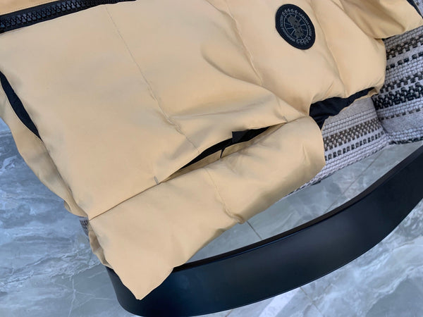 C. Goose Hooded Down Vest Beige Polyester 0004