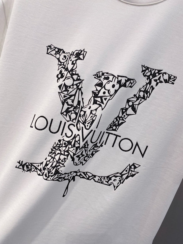 LV WHITE COTTON T-SHIRT BLACK LOGO 238822