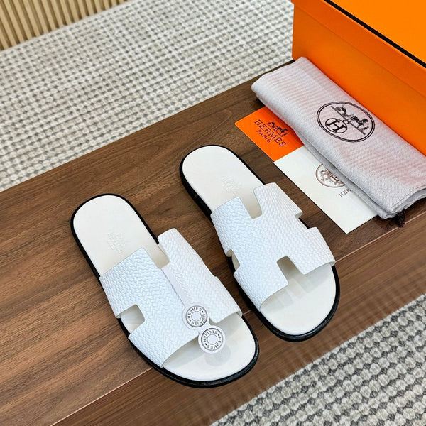 HM Men Izmir Sandals White Embossed Leather 799284