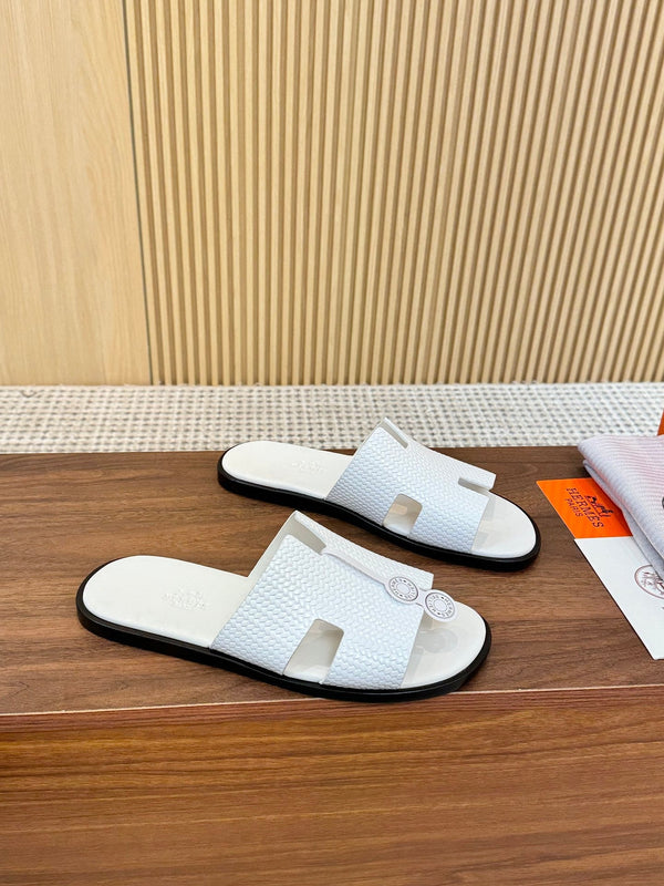 HM Men Izmir Sandals White Embossed Leather 799284