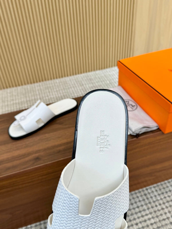 HM Men Izmir Sandals White Embossed Leather 799284