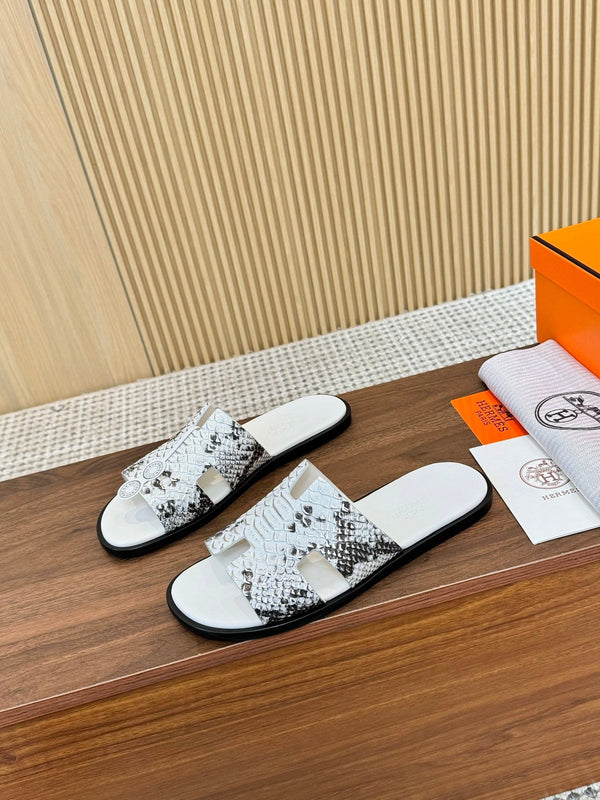 HM Men Izmir Sandals White Snakeskin 799288