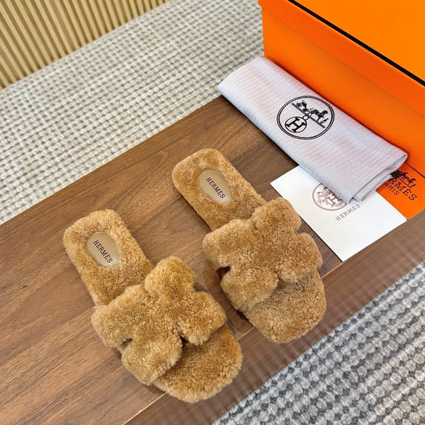 HM Oran Sandal Brown Caramel Wool  543690