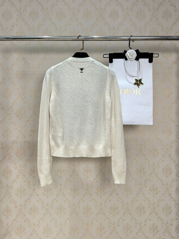 CD 26s Rêve D'infini Motif Knit Sweater Ecru Cashmere 451034