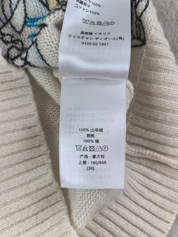 CD 26s Rêve D'infini Motif Knit Sweater Ecru Cashmere 451034