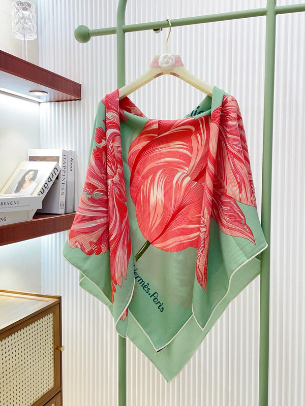 Écharpe HM 25s 140cm Vert Rose Cachemire 973318