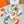 HM 26s Double-sided Scarf 90 White Multicolor Twill Silk 150375