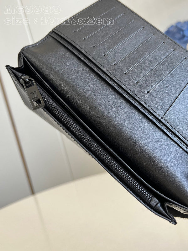PORTAFOGLIO BRAZZA AEROGRAM 19CM PELLE DI VITELLO NERA