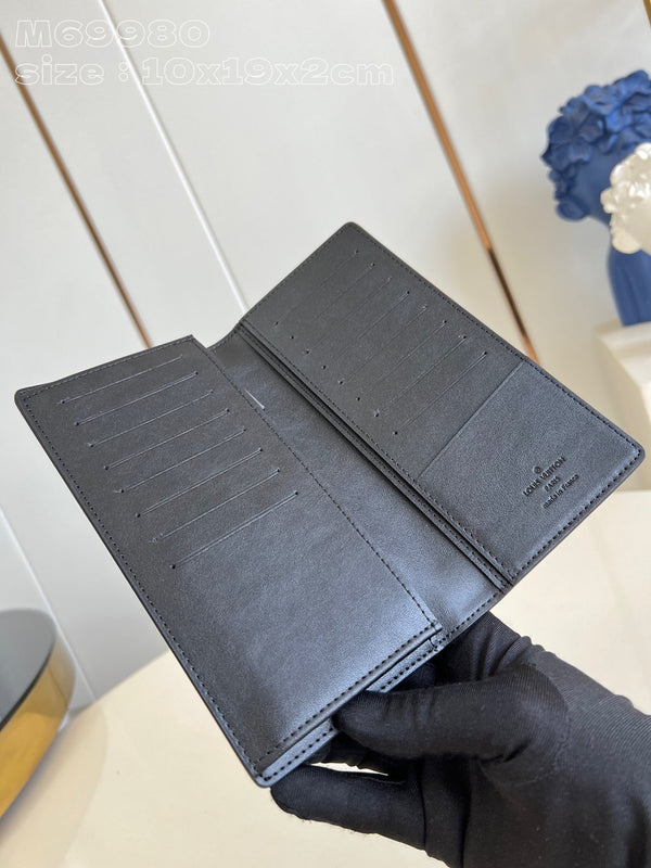 PORTAFOGLIO BRAZZA AEROGRAM 19CM PELLE DI VITELLO NERA