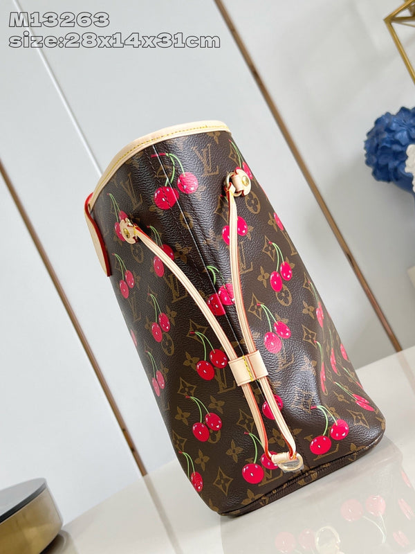 LV x TM Neverfull MM 31cm Tela Monogram Marrone Ciliegia