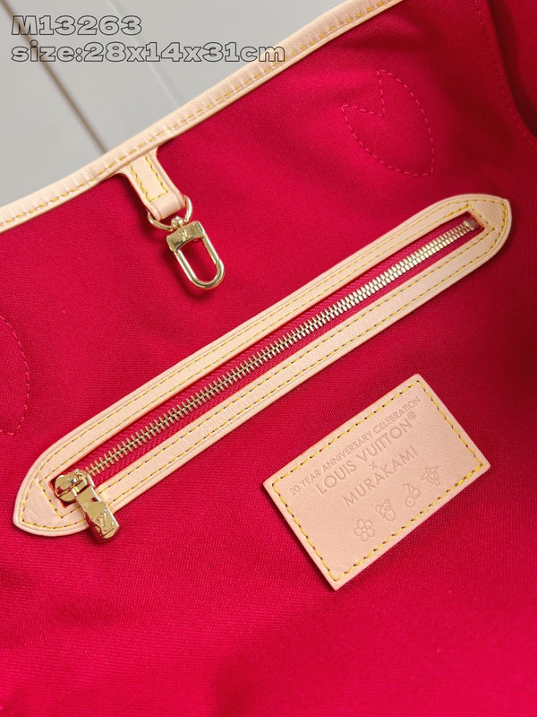 LV x TM Neverfull MM 31cm Tela Monogram Marrone Ciliegia