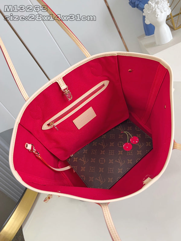 LV x TM Neverfull MM 31cm Tela Monogram Marrone Ciliegia