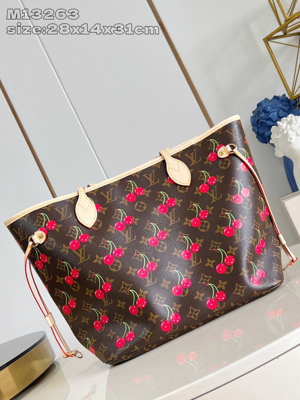 LV x TM Neverfull MM 31cm Tela Monogram Marrone Ciliegia