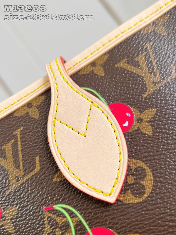 LV x TM Neverfull MM 31cm Tela Monogram Marrone Ciliegia