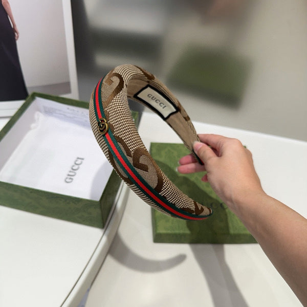 THICK HEADBAND IN BEIGE CANVAS WITH WEB 423670