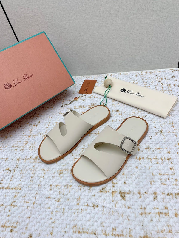 LP Men Sandals In Cream White Calfskin