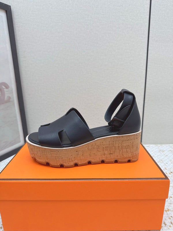 HM Luce 30 Sandal 65mm Black Cowhide Cork 477967