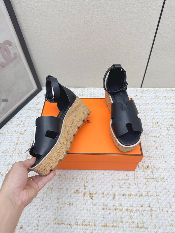 HM Luce 30 Sandal 65mm Black Cowhide Cork 477967