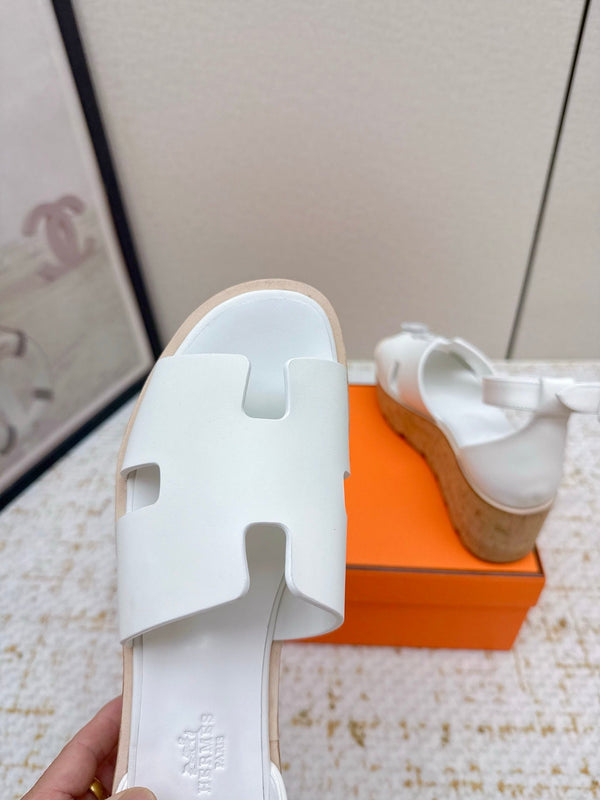 HM Luce 30 Sandal 65mm White Cowhide Cork 477968