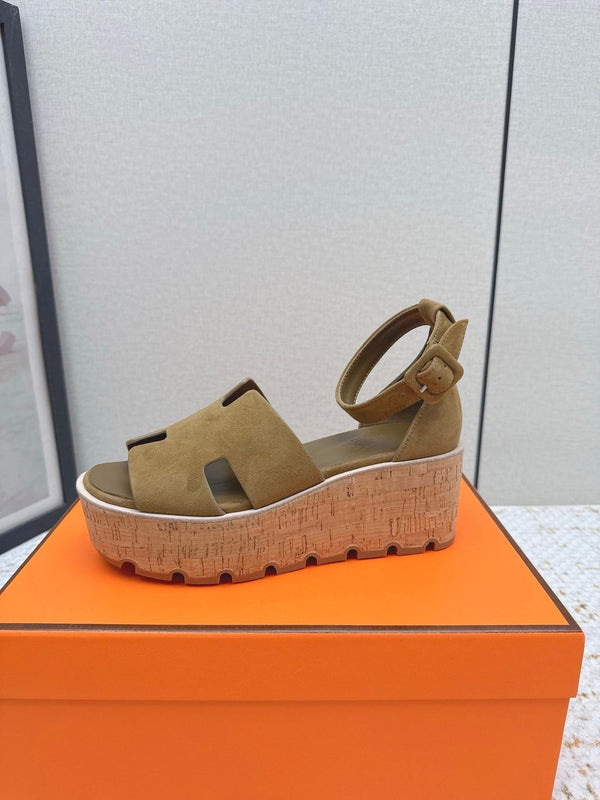 HM Luce 30 Sandal 65mm Amber Earth Suede Cork 477970