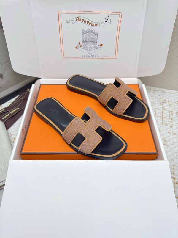 HM Oasis Sandals Black Brown Suede Cowhide 625264