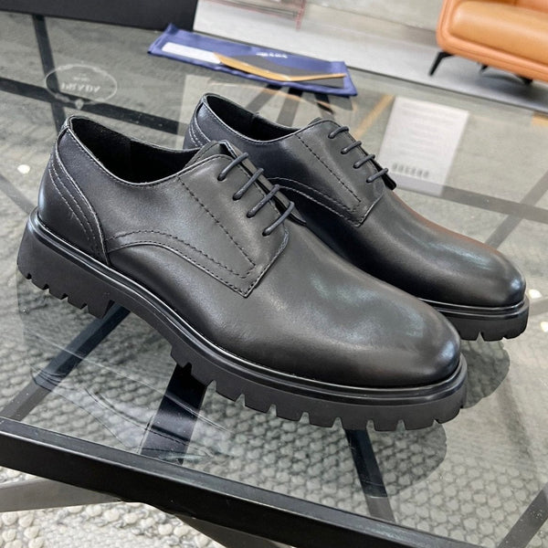 PRA LACE-UP SHOES IN BLACK CALFSKIN